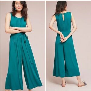 Anthropologie Meadow Rue Alchemist‎ Jumpsuit Teal Wide Leg Coastal Chic Comfy XS